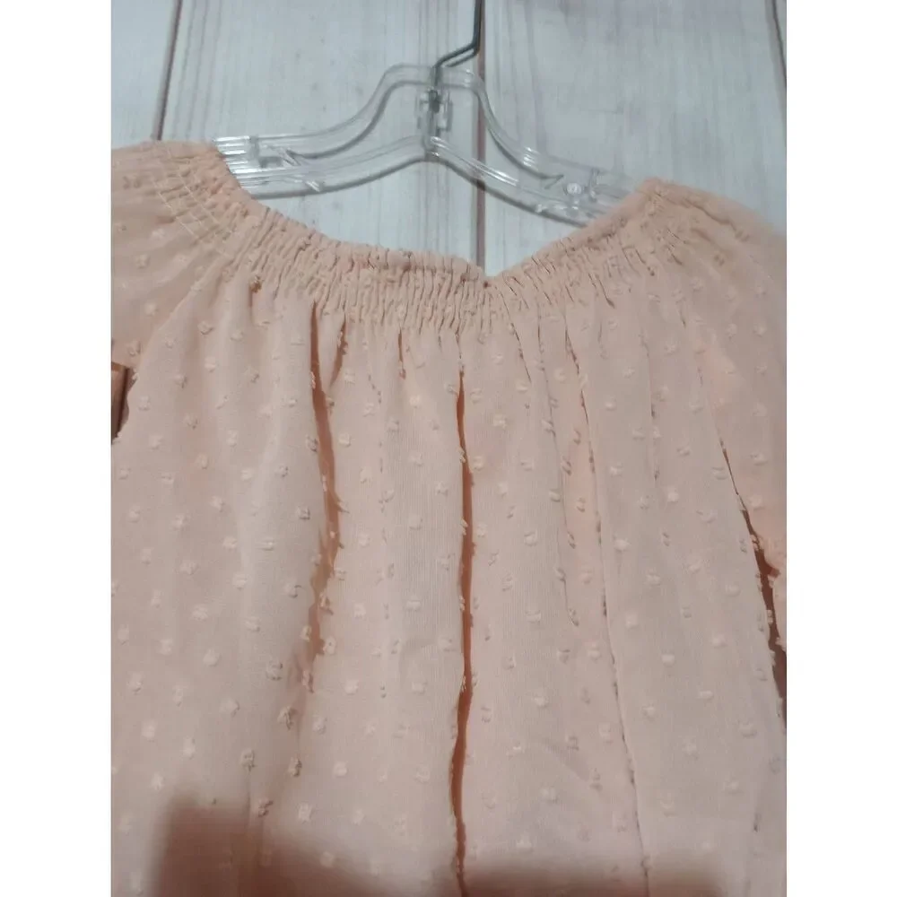 Peyton Bre Shirt Girls 12 Peach Boho Chiffon‎ Sheer Sleeves